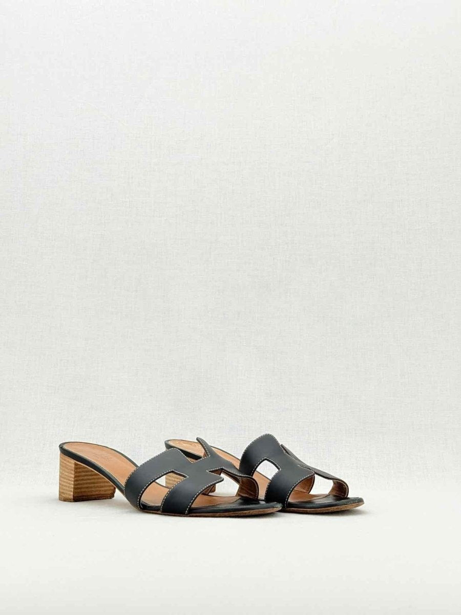 Pre - loved HERMES Oasis Black Size EU 40.5 Heeled Sandals at Reems Closet