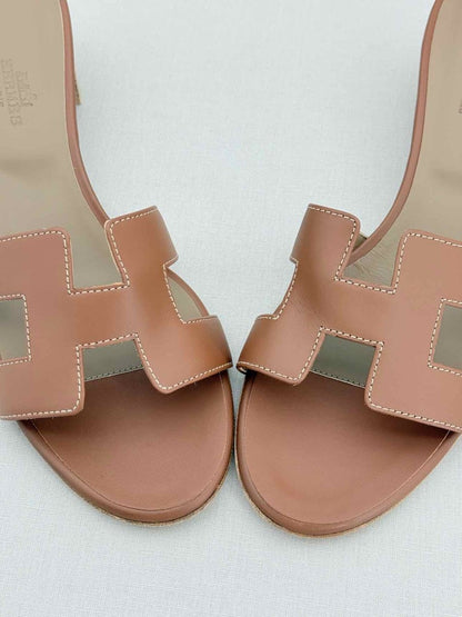 Pre - loved HERMES Oasis Brown Size EU 40.5 Heeled Sandals at Reems Closet