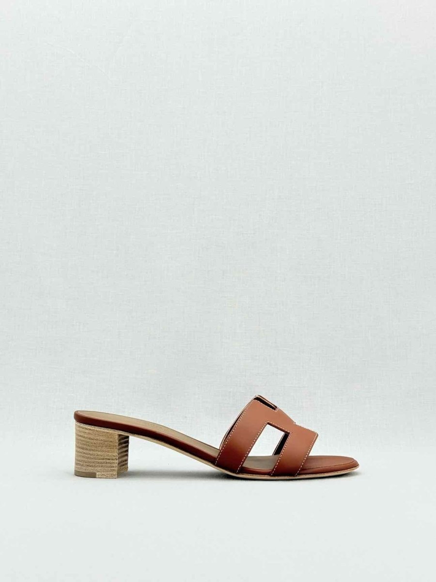 Pre - loved HERMES Oasis Brown Size EU 40.5 Heeled Sandals at Reems Closet
