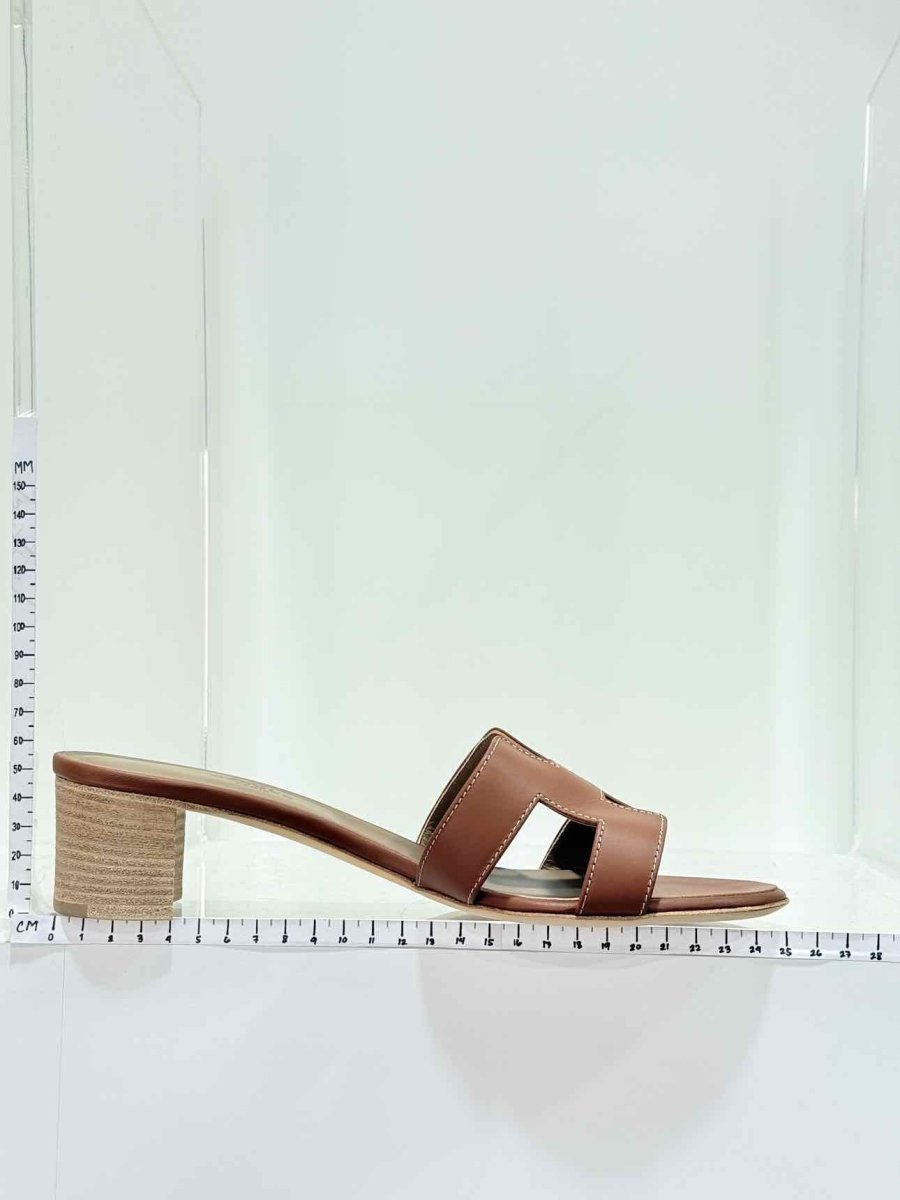 Pre - loved HERMES Oasis Brown Size EU 40.5 Heeled Sandals at Reems Closet