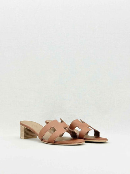 Pre - loved HERMES Oasis Brown Size EU 40.5 Heeled Sandals at Reems Closet