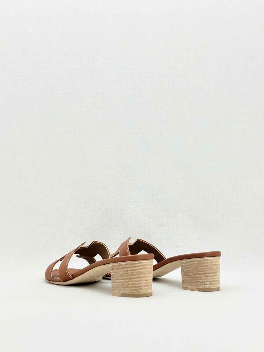 Pre - loved HERMES Oasis Brown Size EU 40.5 Heeled Sandals at Reems Closet