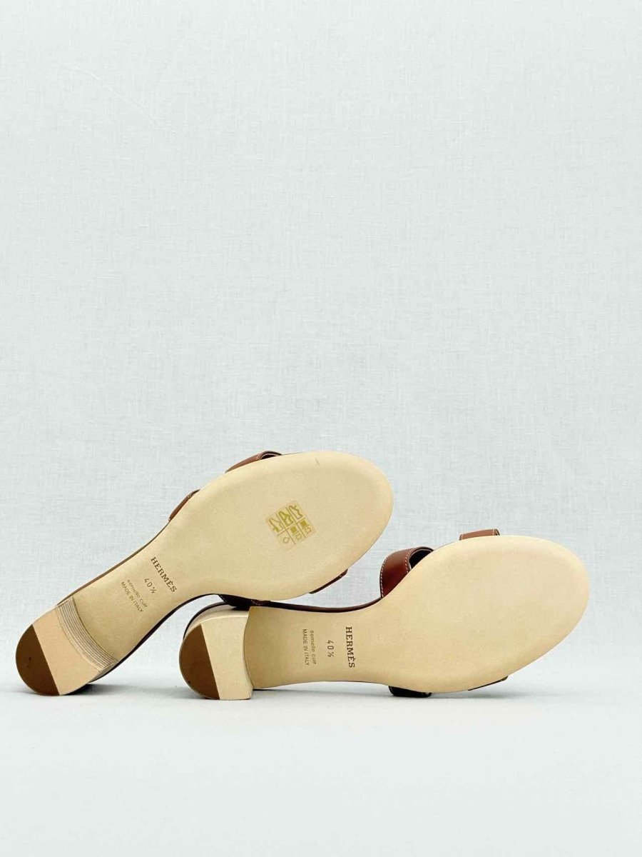 Pre - loved HERMES Oasis Brown Size EU 40.5 Heeled Sandals at Reems Closet