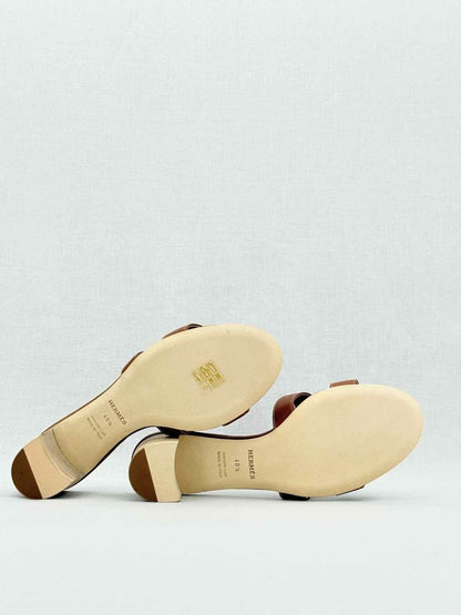 Pre - loved HERMES Oasis Brown Size EU 40.5 Heeled Sandals at Reems Closet