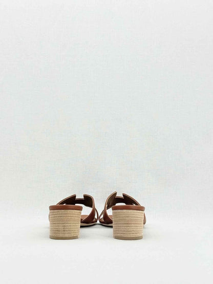 Pre - loved HERMES Oasis Brown Size EU 40.5 Heeled Sandals at Reems Closet