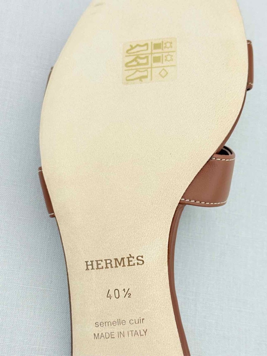 Pre - loved HERMES Oasis Brown Size EU 40.5 Heeled Sandals at Reems Closet