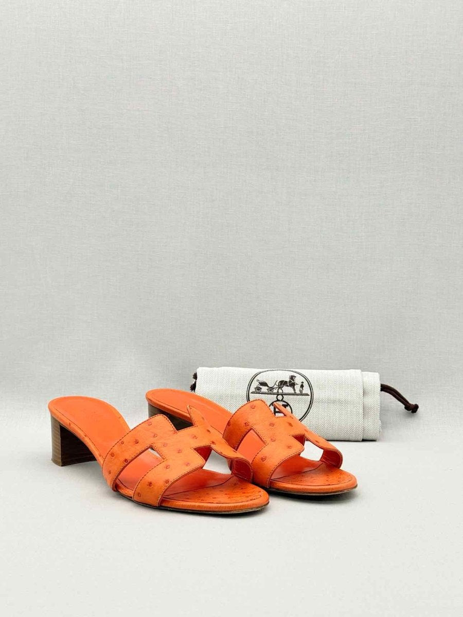 Pre - loved HERMES Oasis Orange Size EU 41 Heeled Sandals at Reems Closet