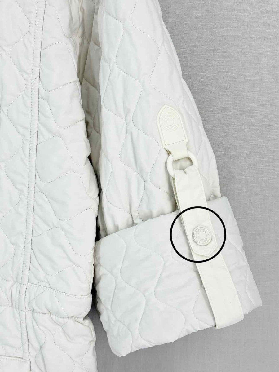 Pre-loved HERMES Off-white Quilted Size US 2 Jacket at Reems Closet