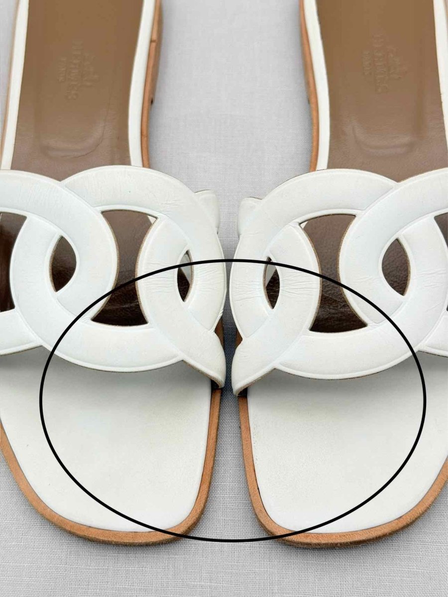 Pre - loved HERMES Omaha White Size EU 40 Flats at Reems Closet