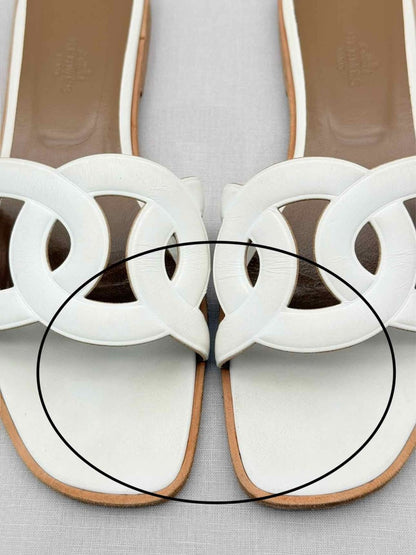 Pre - loved HERMES Omaha White Size EU 40 Flats at Reems Closet