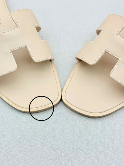 Pre-loved HERMES ORAN Beige Mastic Size EU 39 Sandals at Reems Closet