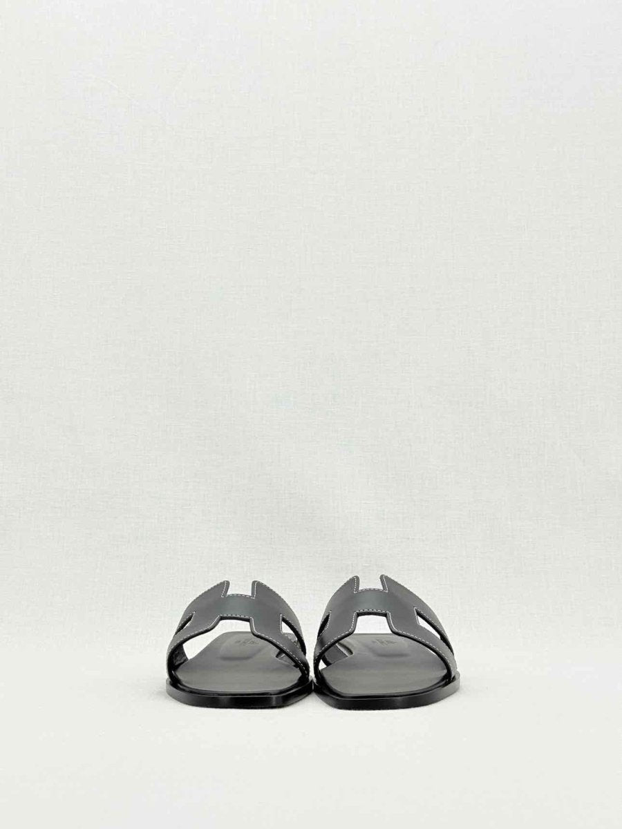 Pre - loved HERMES ORAN Black Size EU 37.5 Sandals at Reems Closet