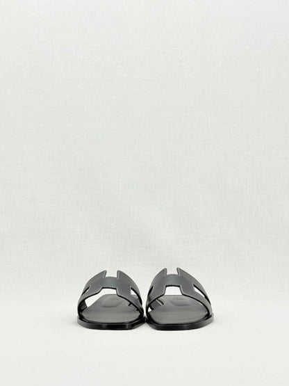 Pre - loved HERMES ORAN Black Size EU 37.5 Sandals at Reems Closet