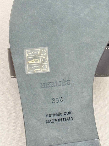 Pre - loved HERMES ORAN Black Size EU 38.5 Sandals at Reems Closet
