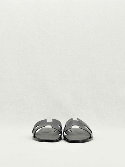 Pre - loved HERMES ORAN Black Size EU 38.5 Sandals at Reems Closet