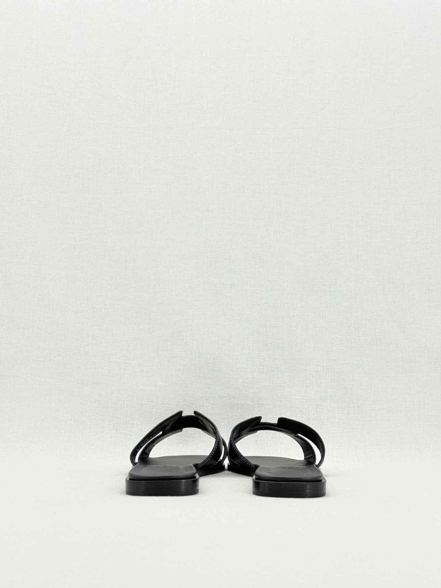 Pre - loved HERMES ORAN Black Size EU 38.5 Sandals at Reems Closet