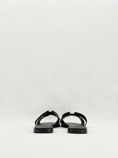 Pre - loved HERMES ORAN Black Size EU 38.5 Sandals at Reems Closet