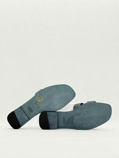 Pre - loved HERMES ORAN Black Size EU 38.5 Sandals at Reems Closet