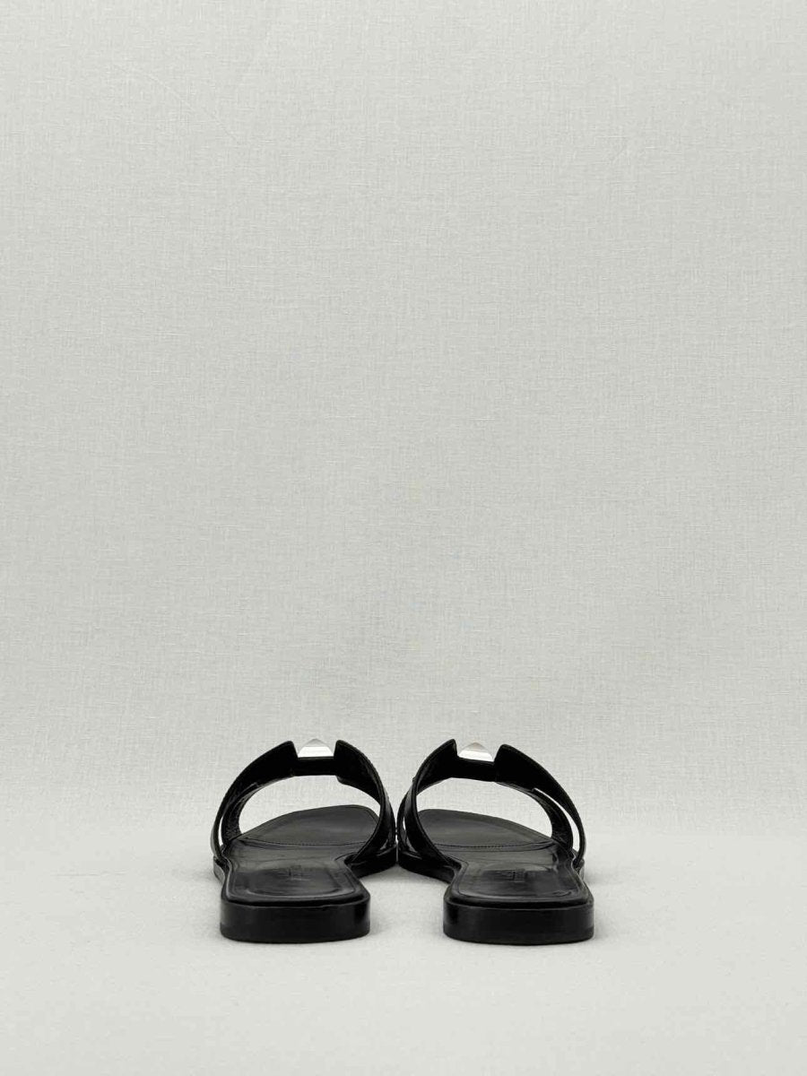 Pre - loved HERMES ORAN Black Size EU 39 Sandals at Reems Closet
