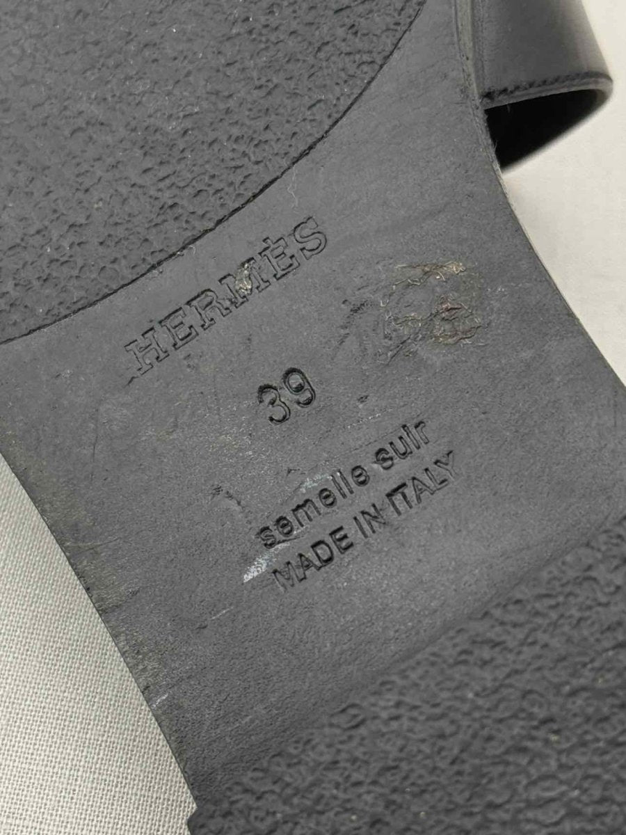 Pre - loved HERMES ORAN Black Size EU 39 Sandals at Reems Closet