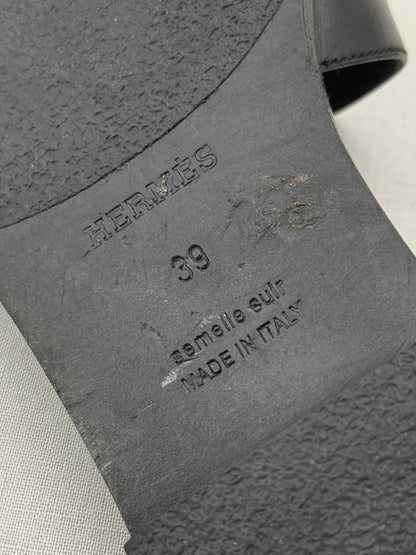 Pre - loved HERMES ORAN Black Size EU 39 Sandals at Reems Closet