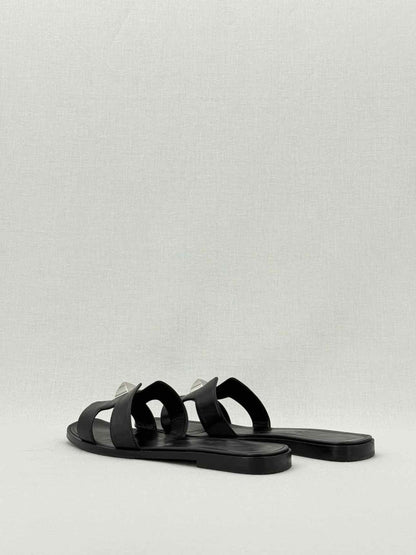 Pre - loved HERMES ORAN Black Size EU 39 Sandals at Reems Closet