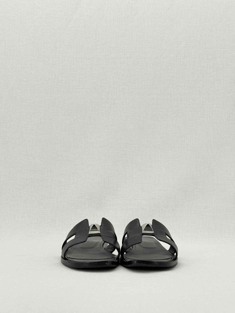 Pre - loved HERMES ORAN Black Size EU 39 Sandals at Reems Closet