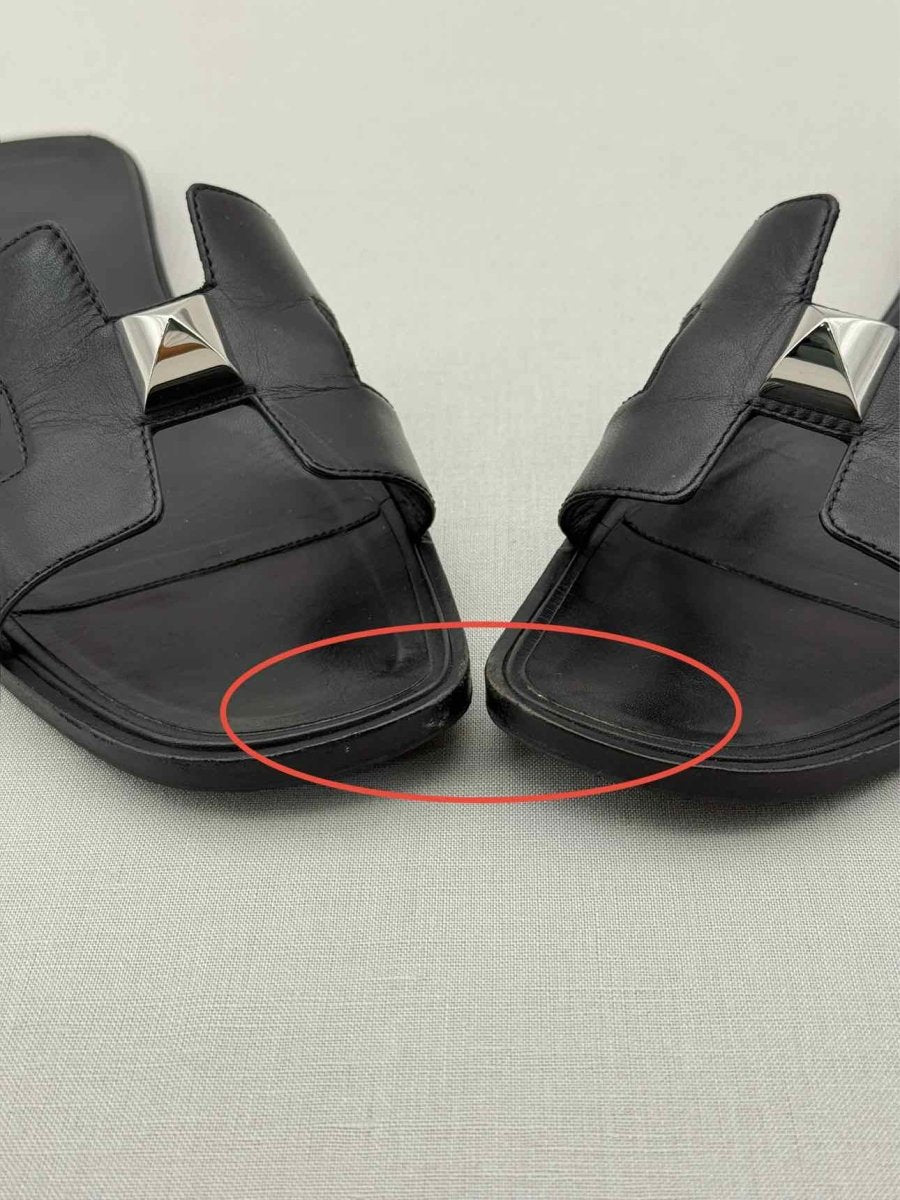 Pre - loved HERMES ORAN Black Size EU 39 Sandals at Reems Closet