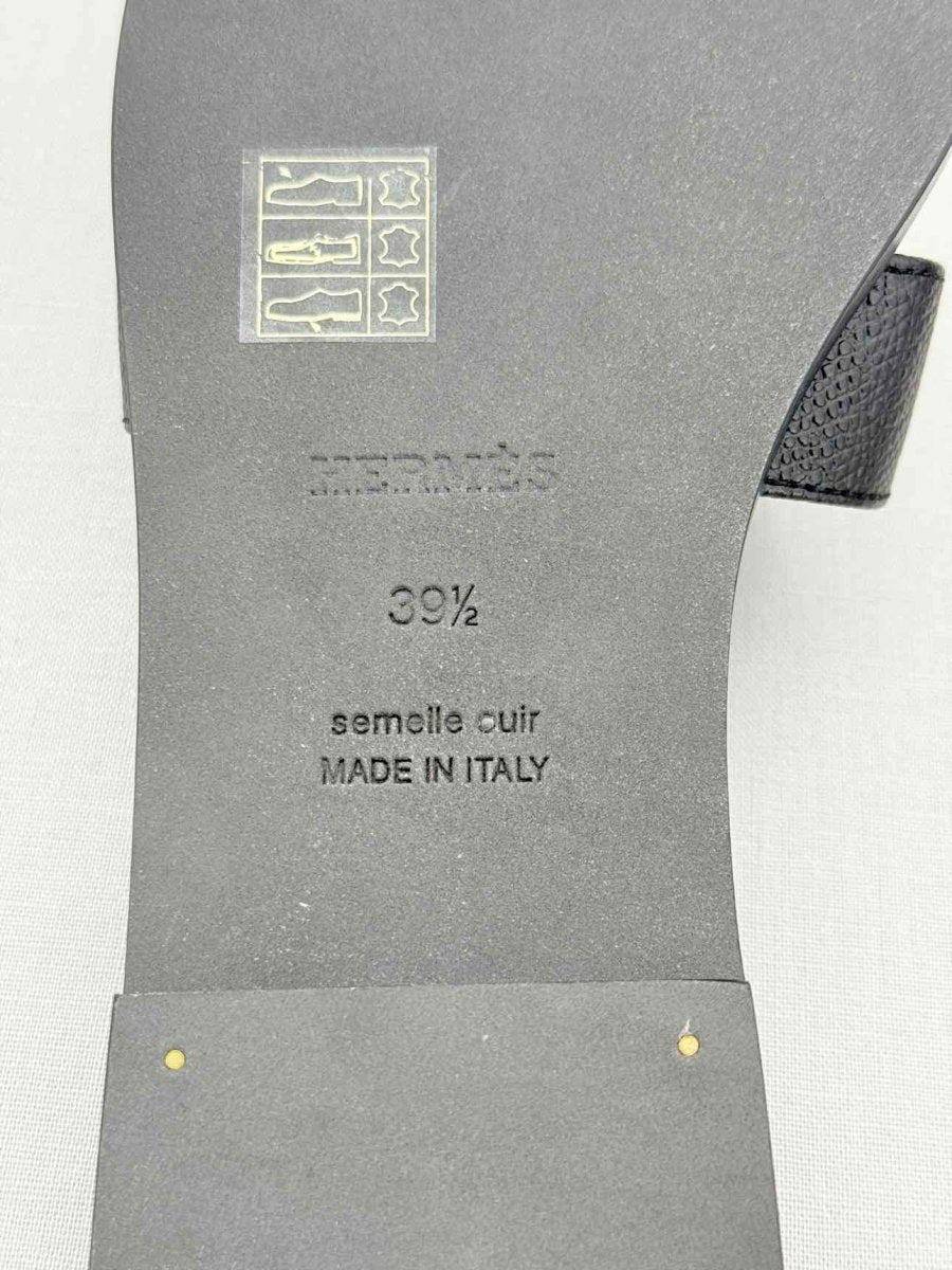 Pre - loved HERMES ORAN Black Size EU 39.5 Sandals at Reems Closet