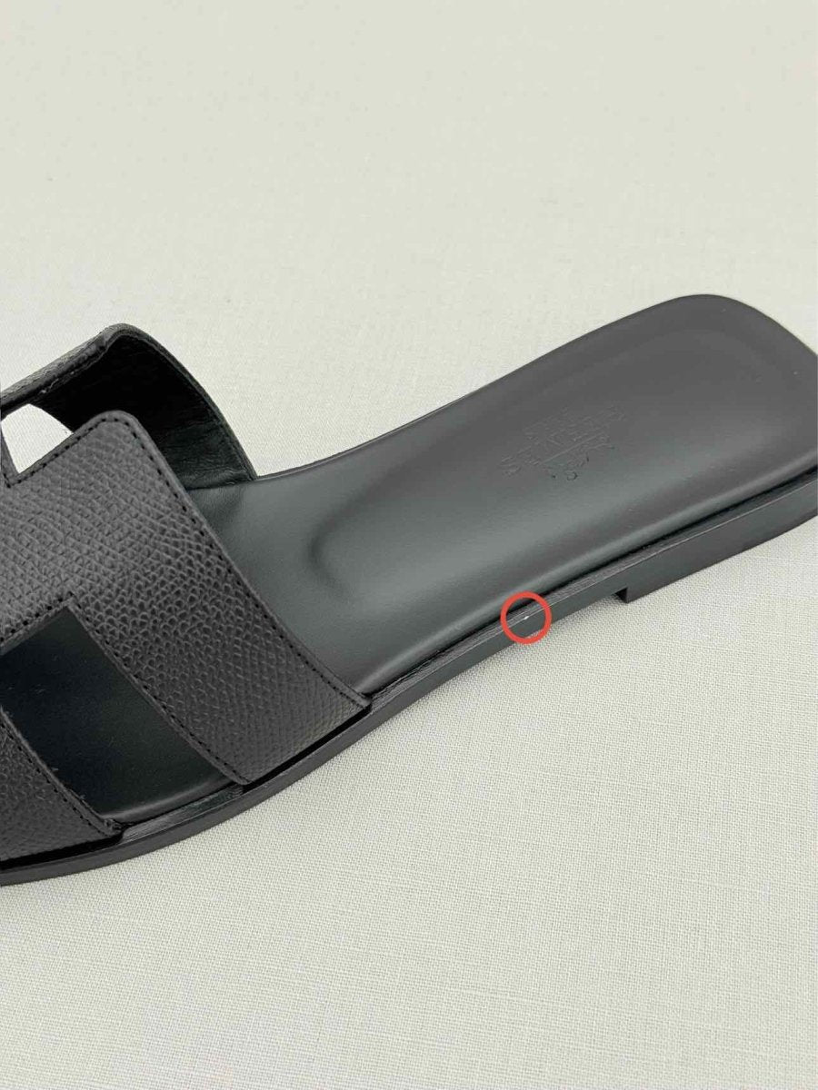 Pre - loved HERMES ORAN Black Size EU 39.5 Sandals at Reems Closet