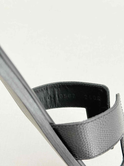 Pre - loved HERMES ORAN Black Size EU 39.5 Sandals at Reems Closet