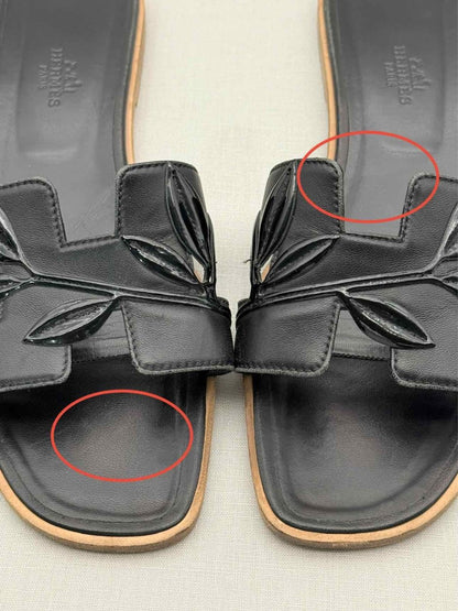 Pre-loved HERMES ORAN Black Size EU 40 Flats at Reems Closet