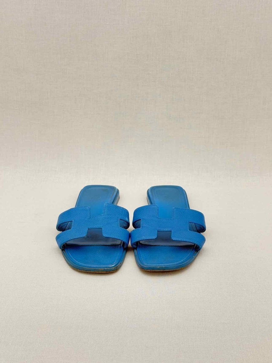 Pre - loved HERMES ORAN Blue Size EU 38 Sandals at Reems Closet