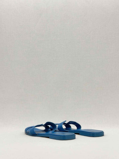 Pre - loved HERMES ORAN Blue Size EU 38 Sandals at Reems Closet