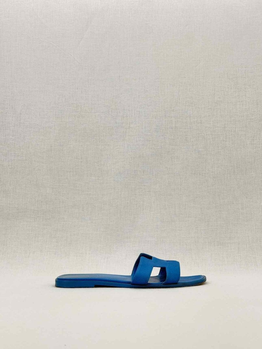 Pre - loved HERMES ORAN Blue Size EU 38 Sandals at Reems Closet
