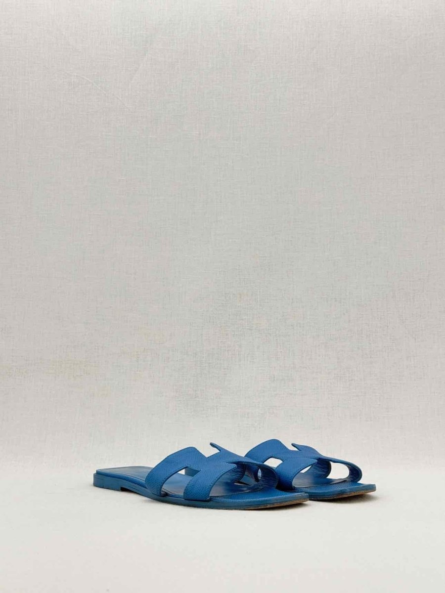 Pre - loved HERMES ORAN Blue Size EU 38 Sandals at Reems Closet