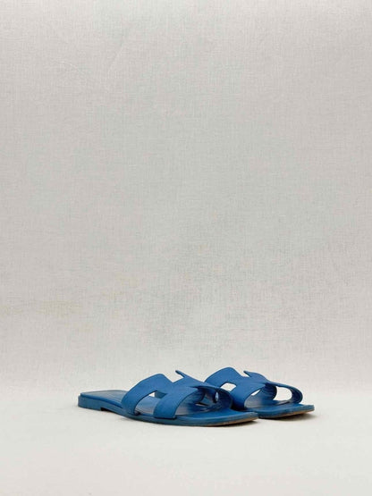 Pre - loved HERMES ORAN Blue Size EU 38 Sandals at Reems Closet