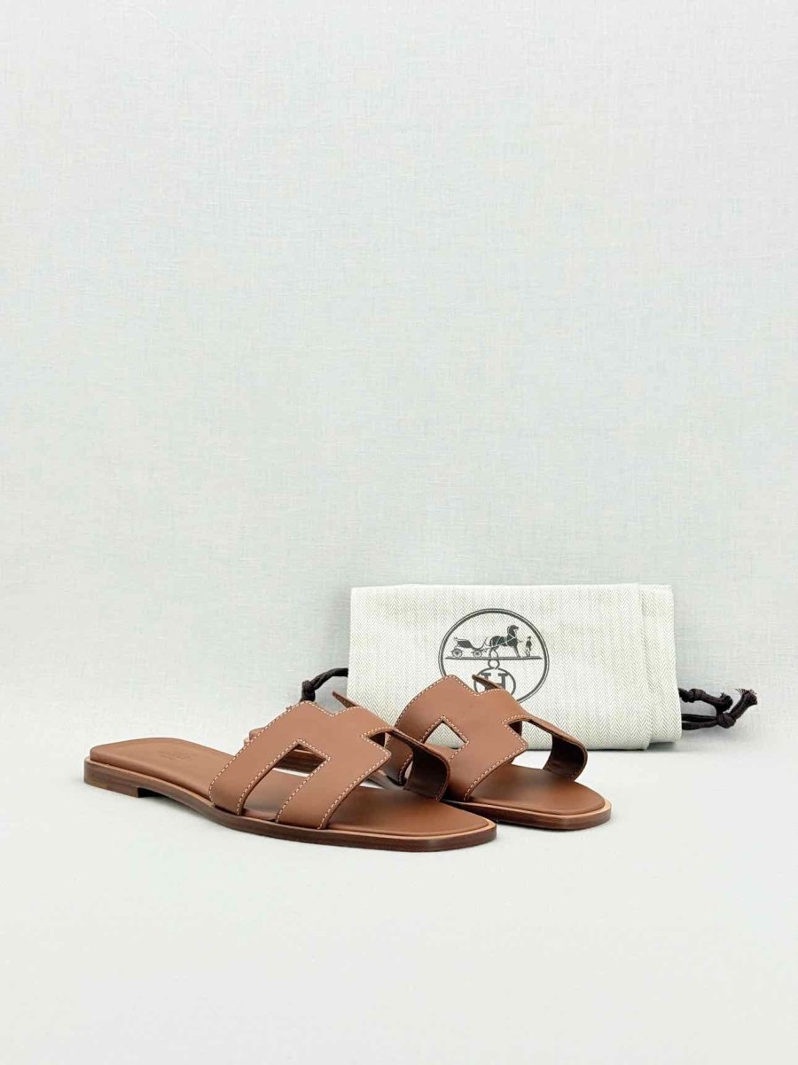 Pre - loved HERMES ORAN Brown Size EU 39 Sandals at Reems Closet