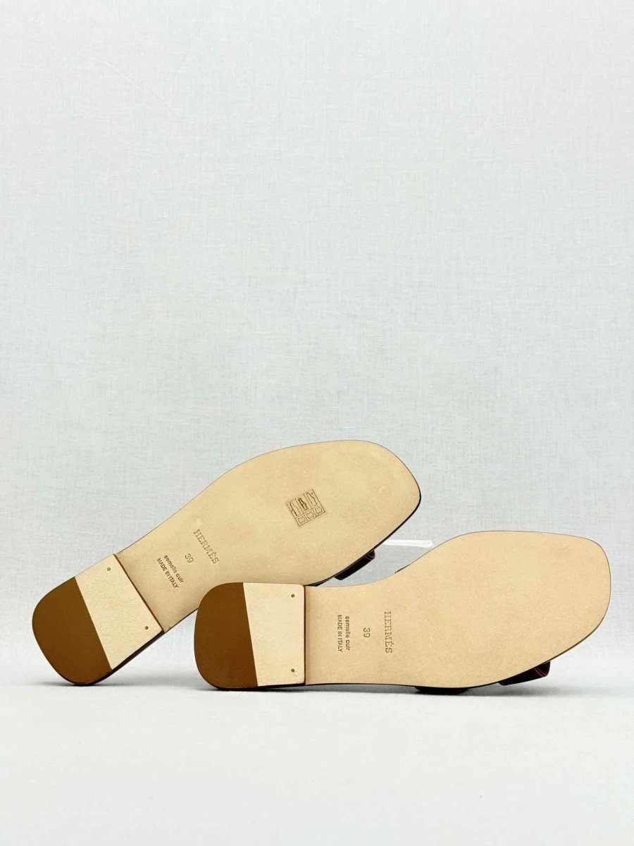Pre - loved HERMES ORAN Brown Size EU 39 Sandals at Reems Closet
