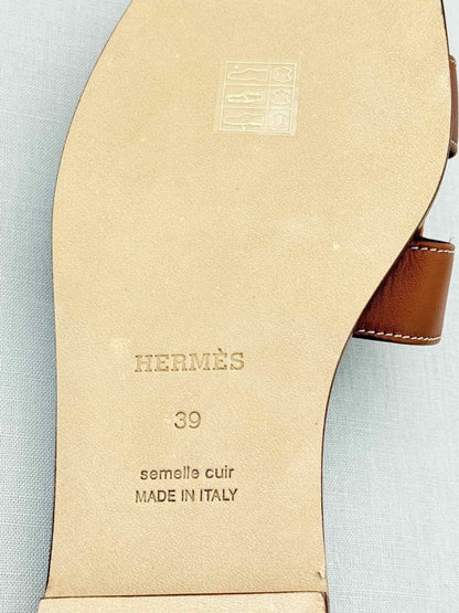 Pre - loved HERMES ORAN Brown Size EU 39 Sandals at Reems Closet