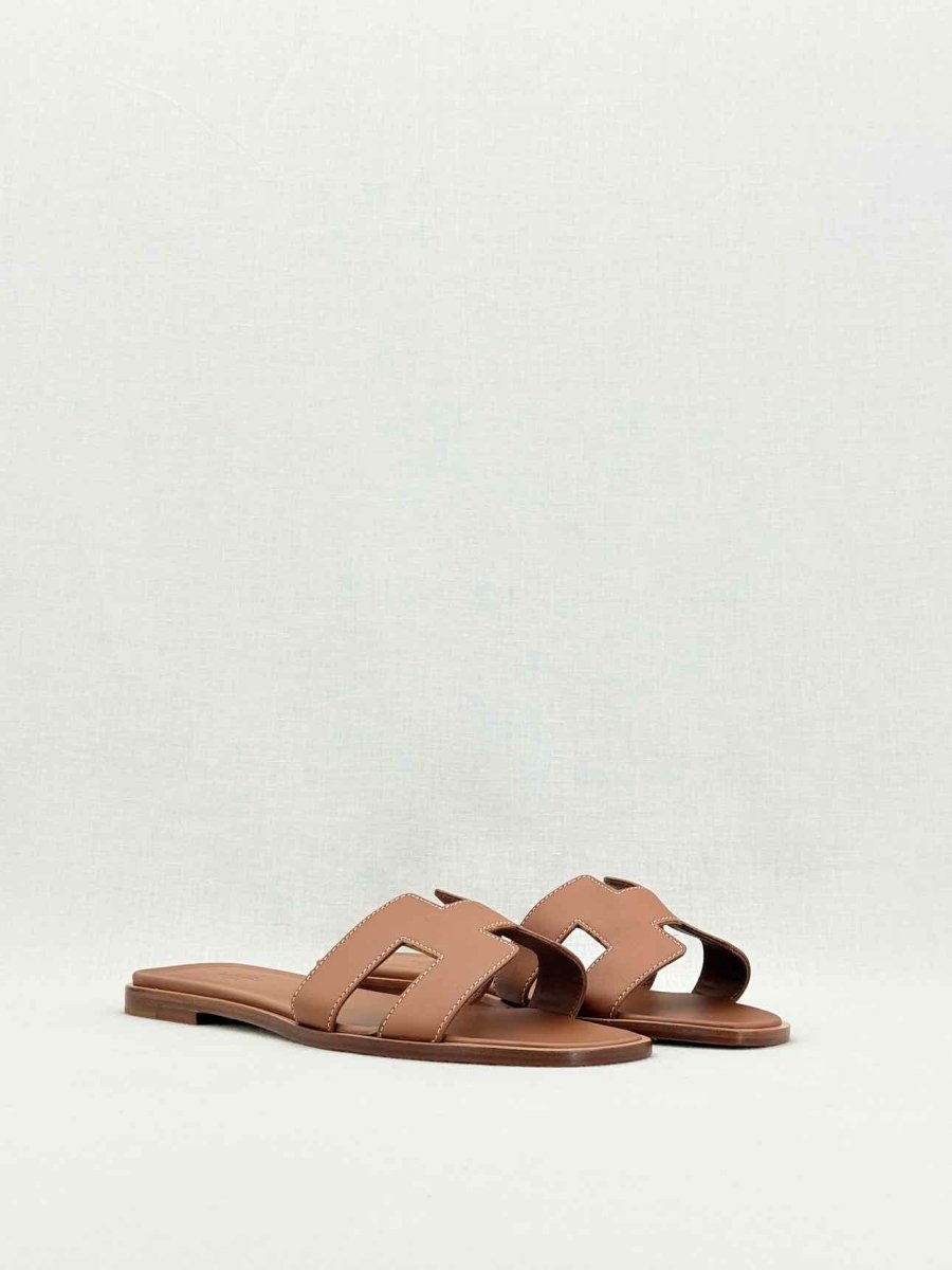 Pre - loved HERMES ORAN Brown Size EU 39 Sandals at Reems Closet