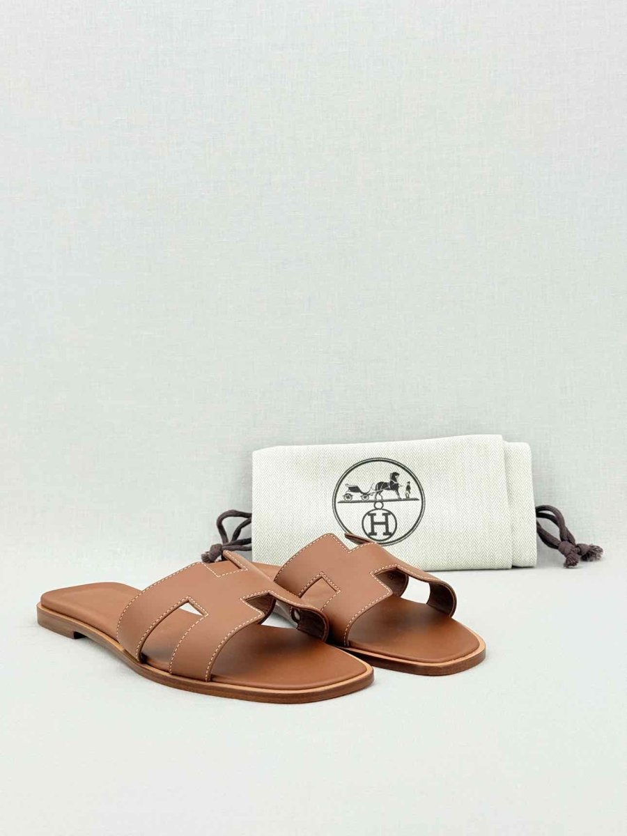 Pre - loved HERMES ORAN Brown Size EU 40 Sandals at Reems Closet