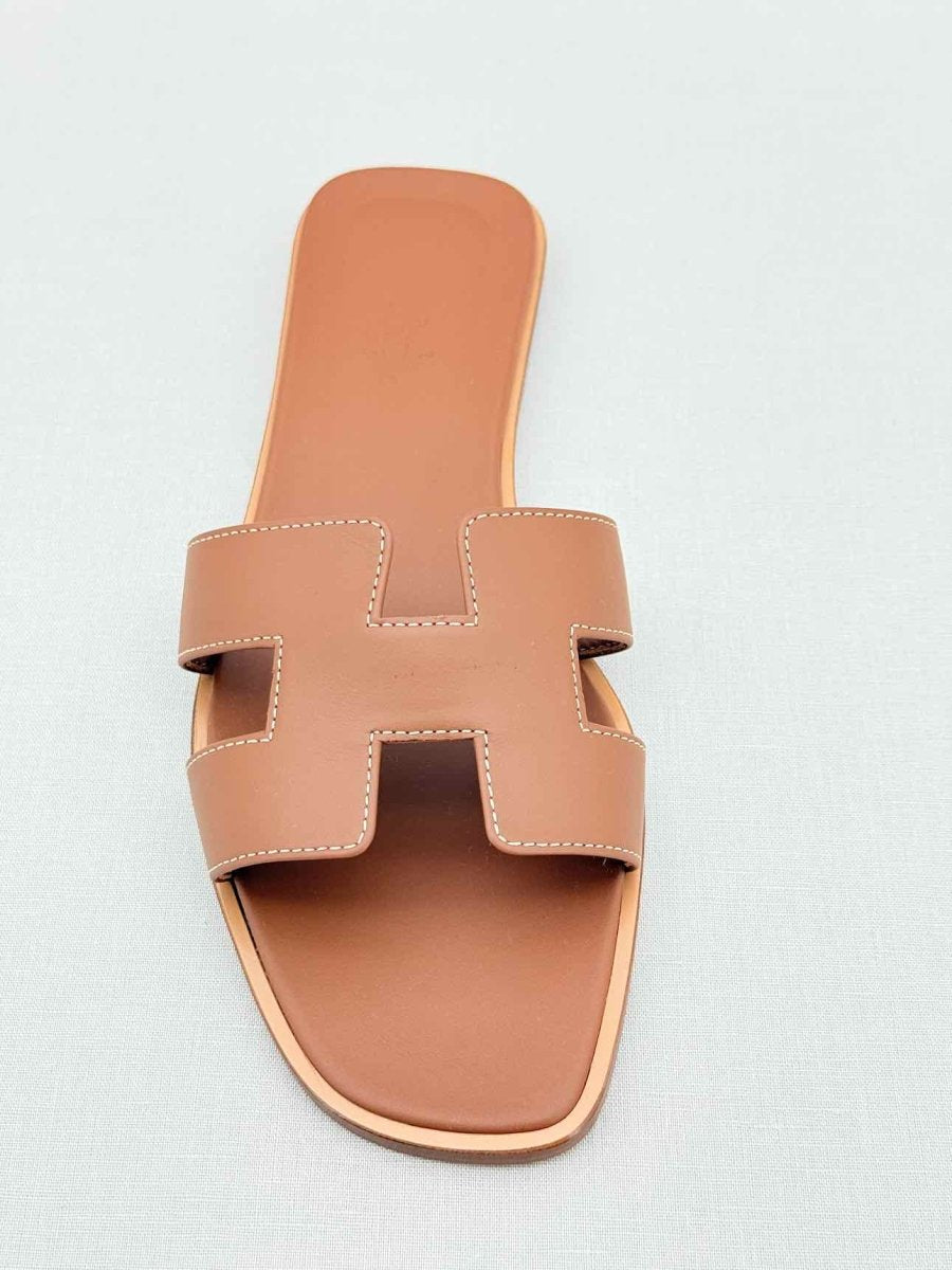 Pre - loved HERMES ORAN Brown Size EU 40 Sandals at Reems Closet