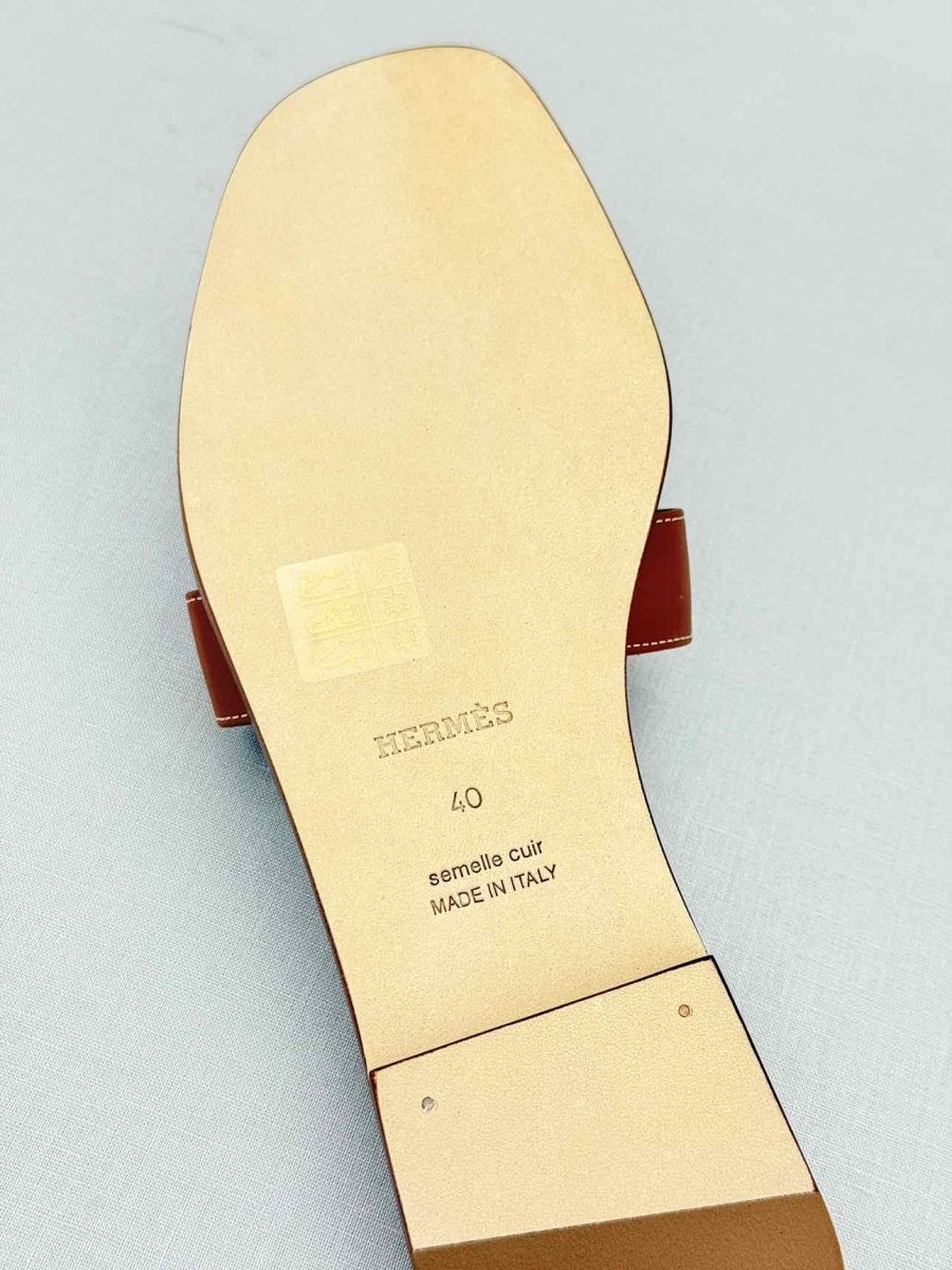Pre - loved HERMES ORAN Brown Size EU 40 Sandals at Reems Closet