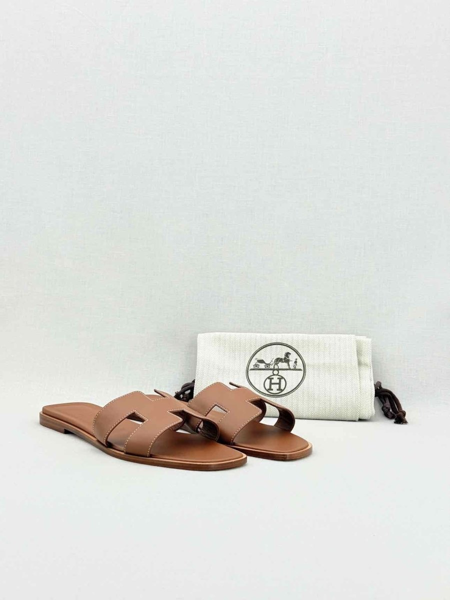 Pre - loved HERMES ORAN Brown Size EU 40.5 Sandals at Reems Closet