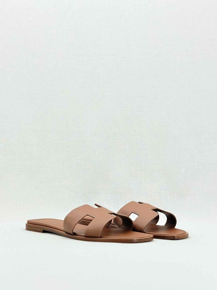 Pre - loved HERMES ORAN Brown Size EU 40.5 Sandals at Reems Closet