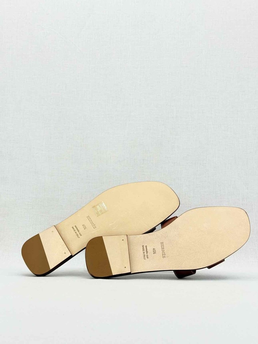 Pre - loved HERMES ORAN Brown Size EU 40.5 Sandals at Reems Closet