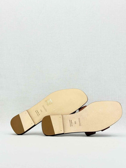 Pre - loved HERMES ORAN Brown Size EU 40.5 Sandals at Reems Closet