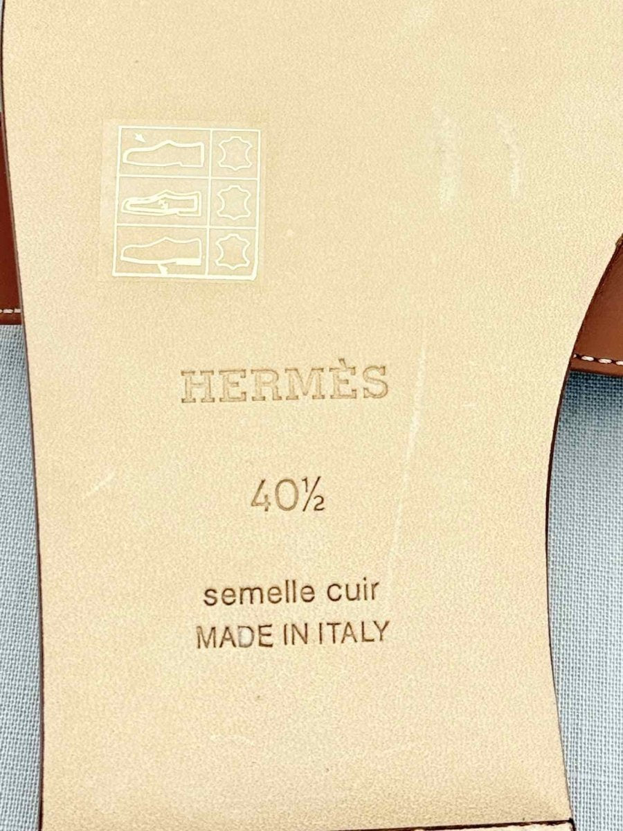 Pre - loved HERMES ORAN Brown Size EU 40.5 Sandals at Reems Closet