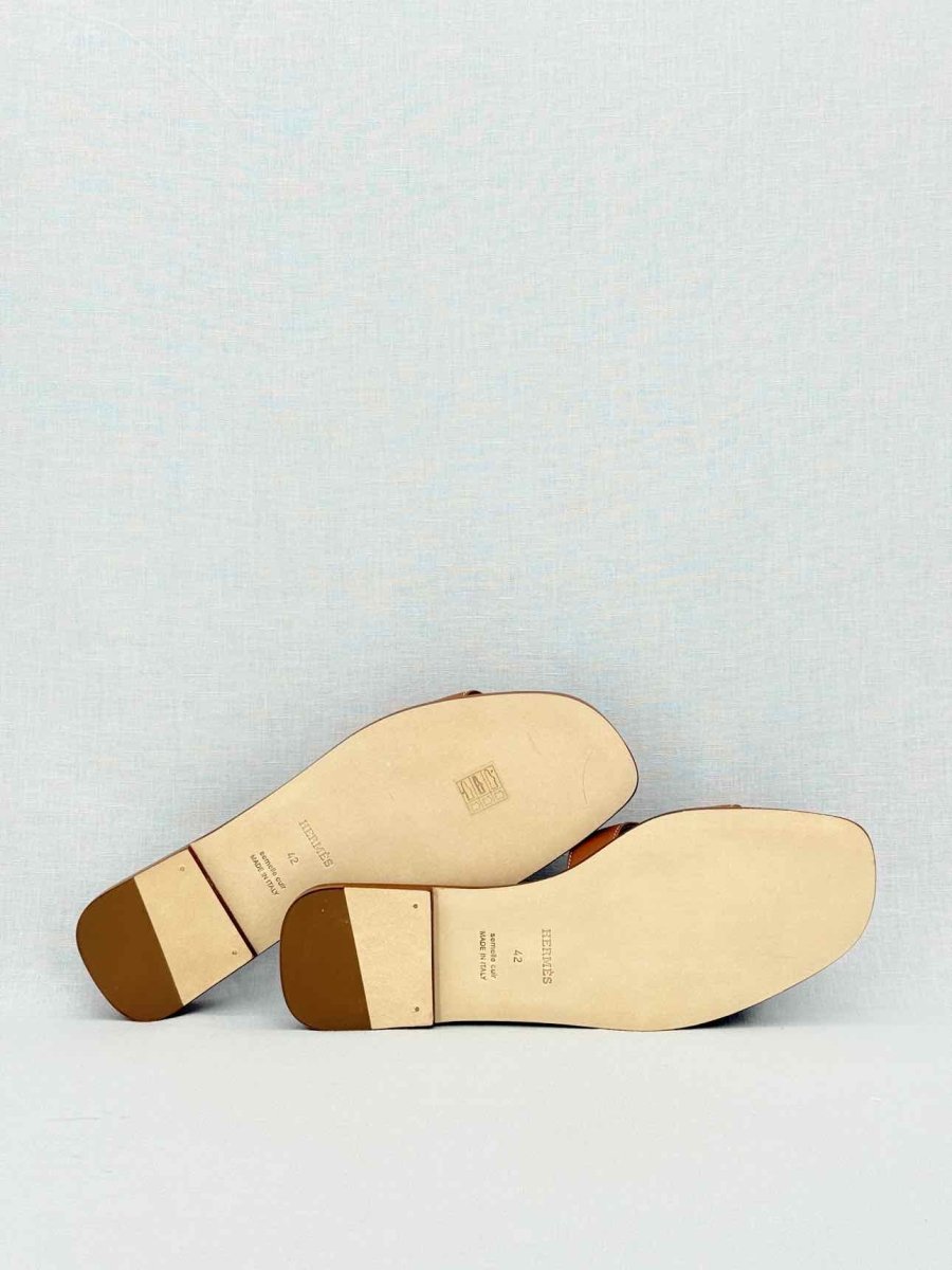 Pre - loved HERMES ORAN Brown Size EU 42 Sandals at Reems Closet